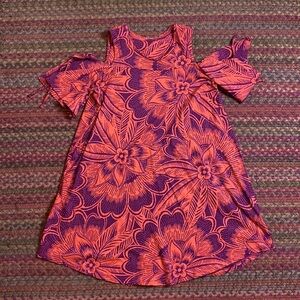 TU PURPLE & ORANGE FLORAL COLD SHOULDER SUMMER DRESS